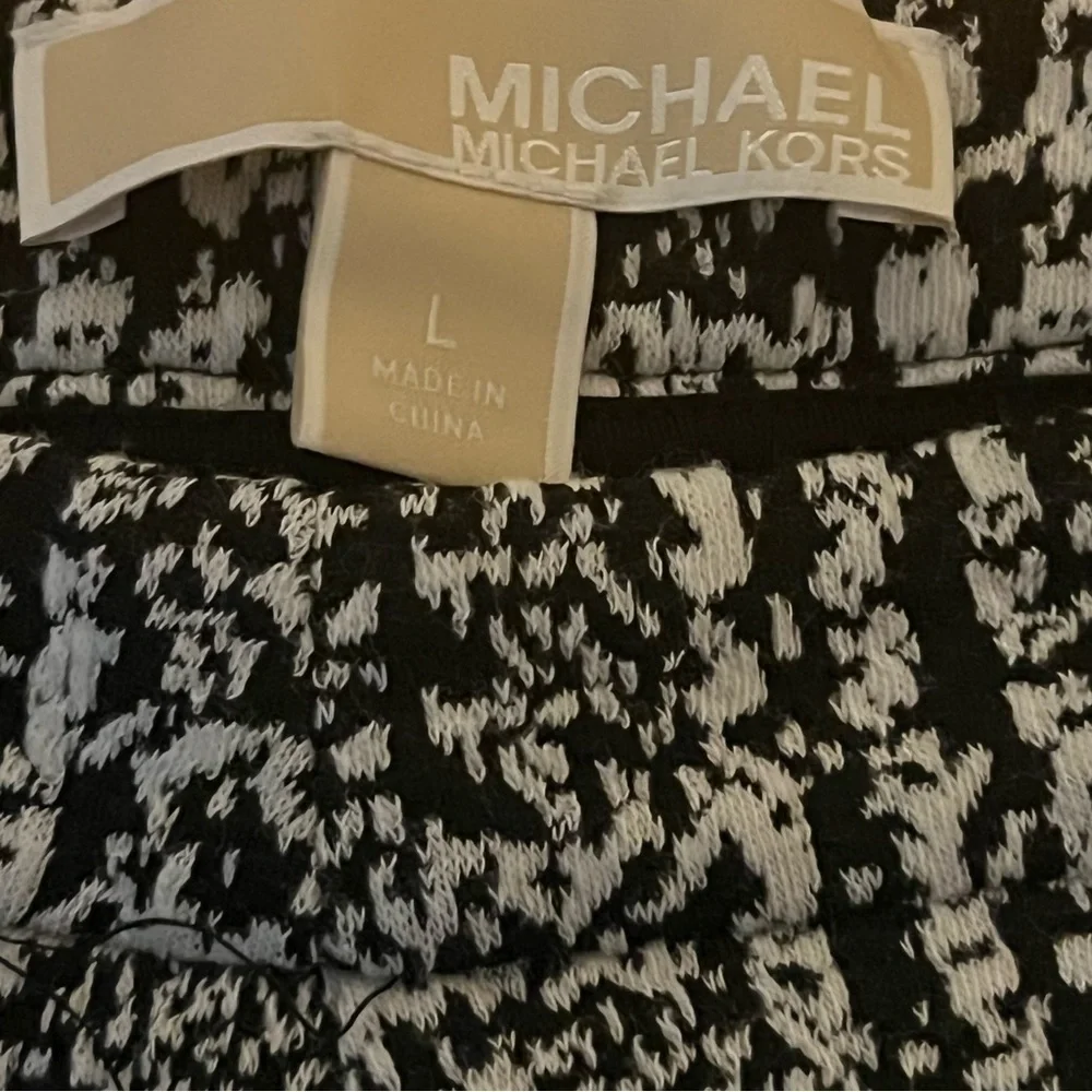 Michael Kors Plaid Straight Cut Pants Trousers Side Zipper Black & Gray Size L